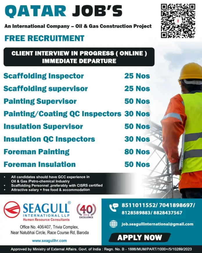Oil and Gas Construction Jobs in Qatar with Free Recruitment