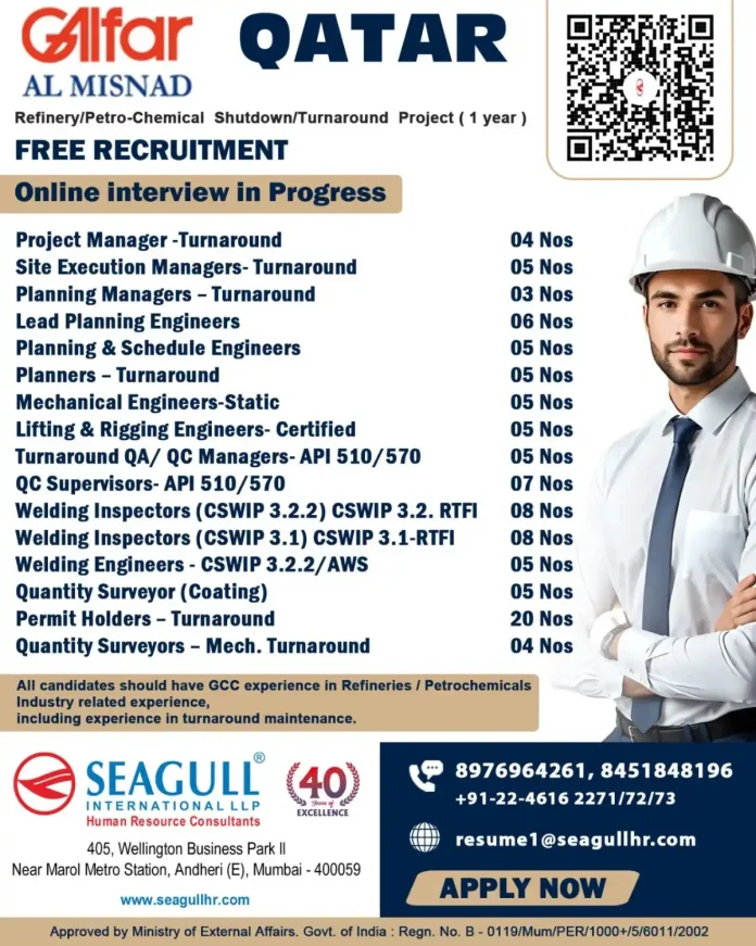 Refinery Turnaround Project Job Opportunities in Qatar