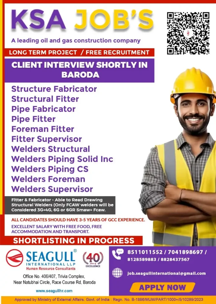 Recruitment for KSA Oil and Gas Construction Jobs