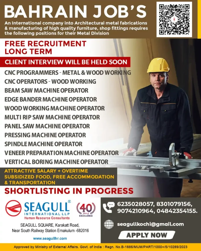 Recruitment for Metal Fabrication and Wood Working Jobs in Bahrain