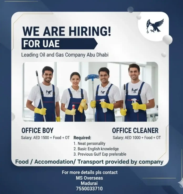 Office Boy and Cleaner Job Opportunities in Abu Dhabi