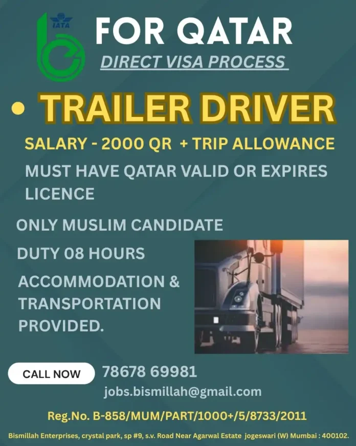 Trailer Driver Job Opportunity in Qatar with Direct Visa