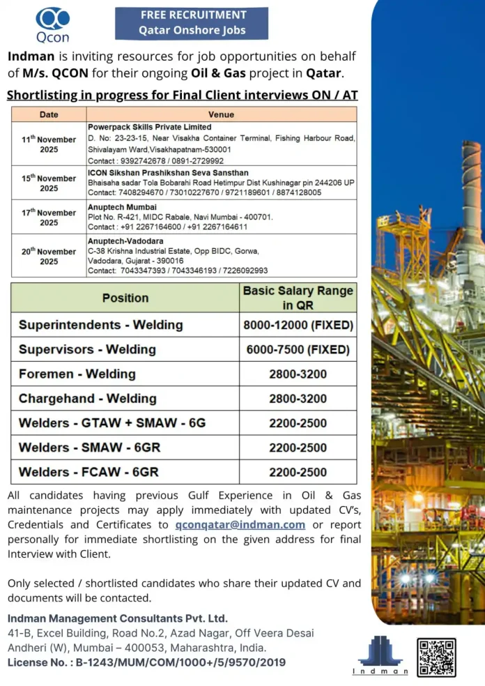 Qcon Recruitment for Oil and Gas Jobs in Qatar