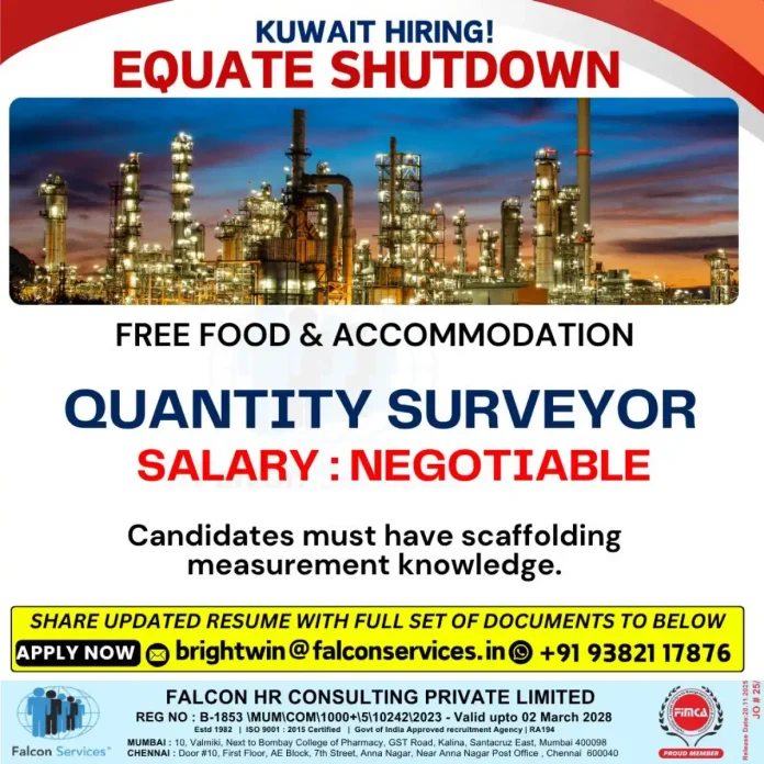 Quantity Surveyor Job Opportunity in Kuwait with Free Benefits