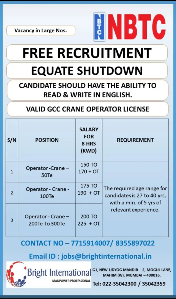 Crane Operator at work site during EQUATE Shutdown