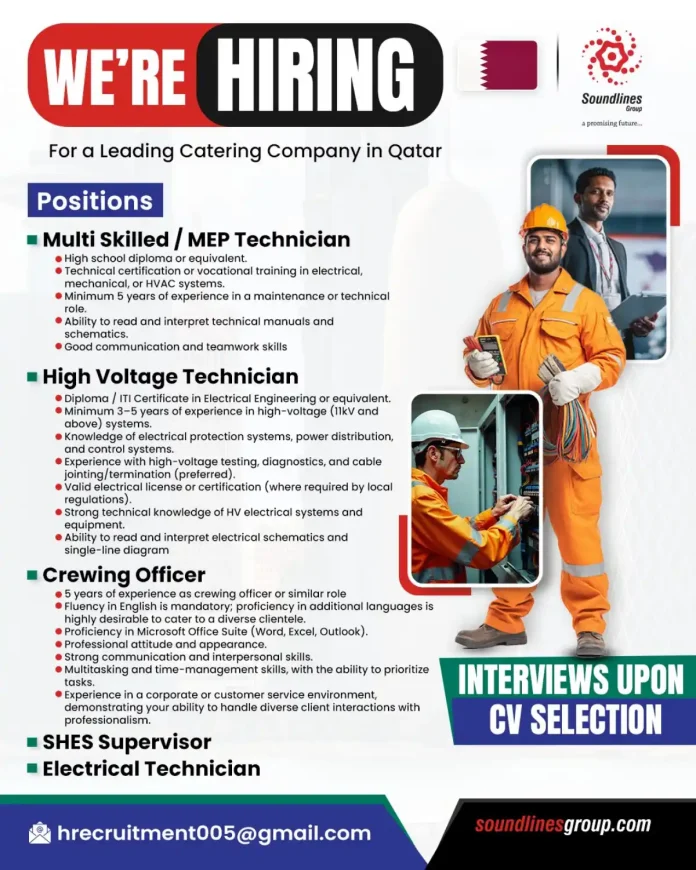 Catering Company Hiring Event in Qatar for Technical and Administrative Roles