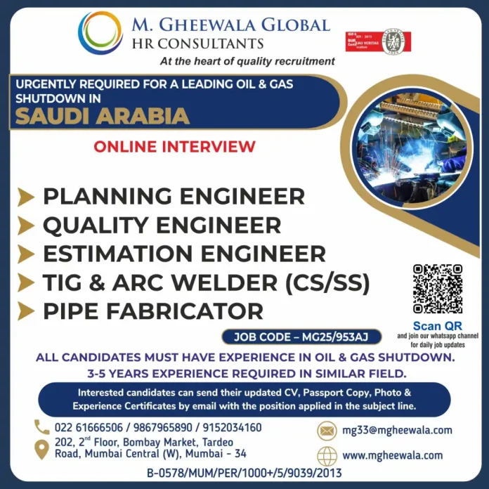 M Gheewala Global HR Consultants Oil and Gas Shutdown Recruitment
