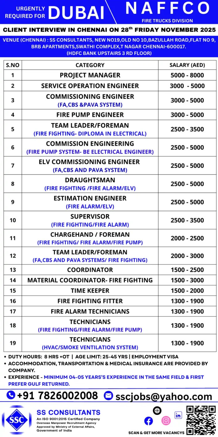 NAFFCO Fire Trucks Division Job Opportunities in Dubai