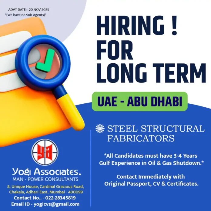 Steel Structural Fabricators Job Opportunity in Abu Dhabi, UAE