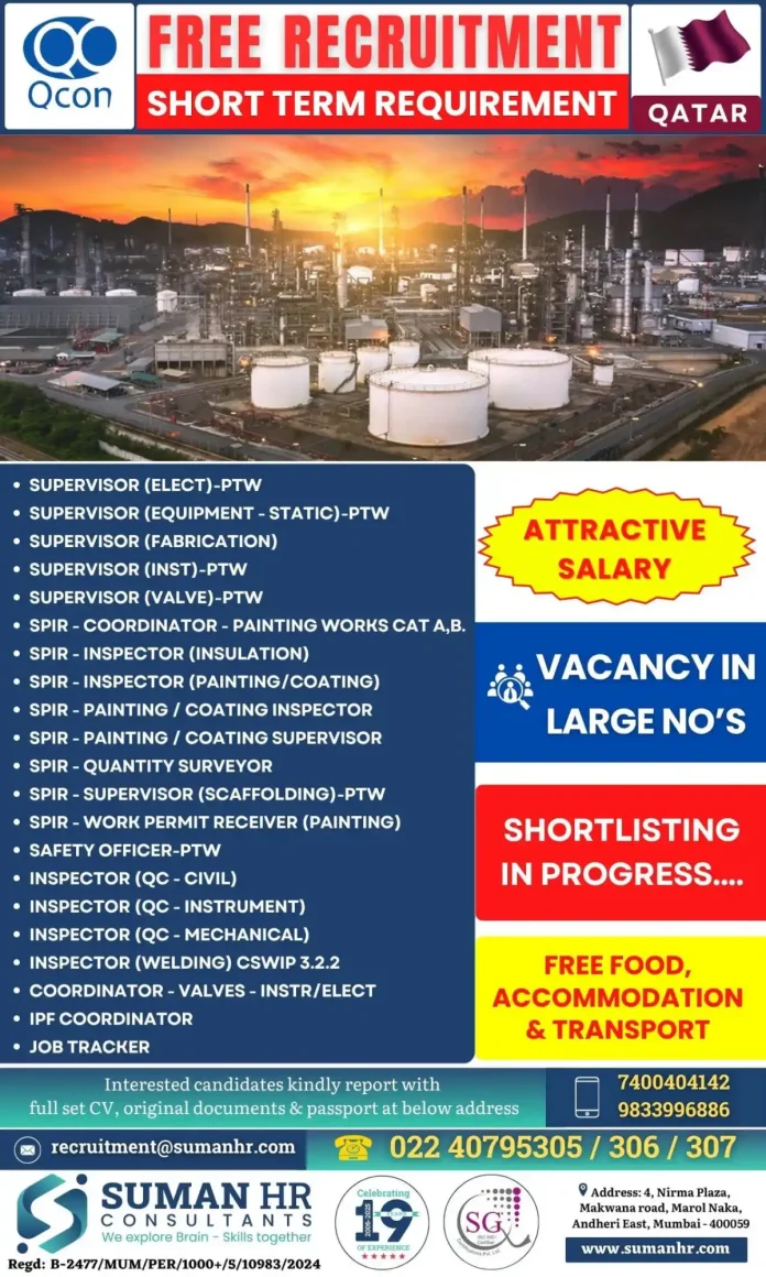 SUMAN HR Consultants Recruitment for Qatar Jobs