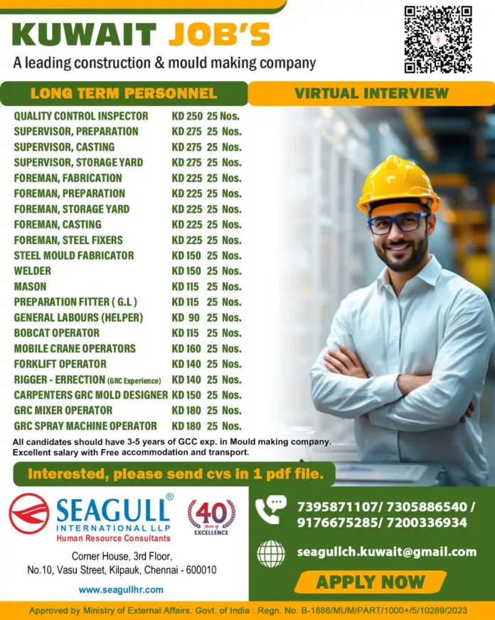 Construction and Mould Making Job Opportunities in Kuwait