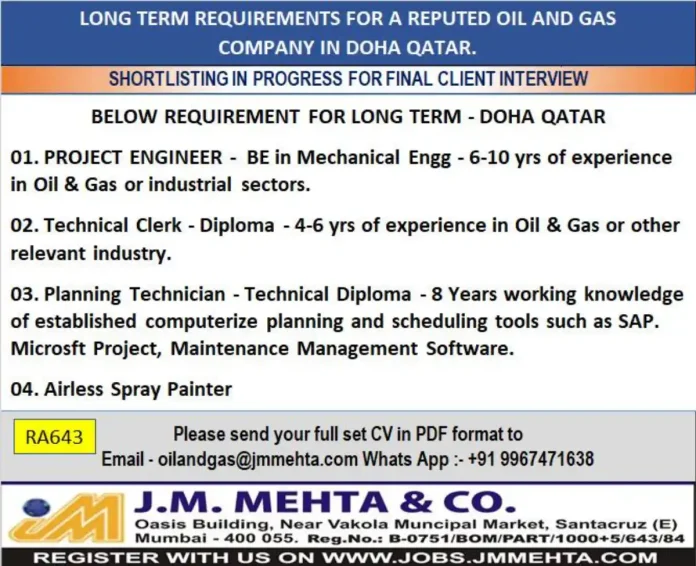 Oil and Gas Industry Career Opportunities in Doha Qatar