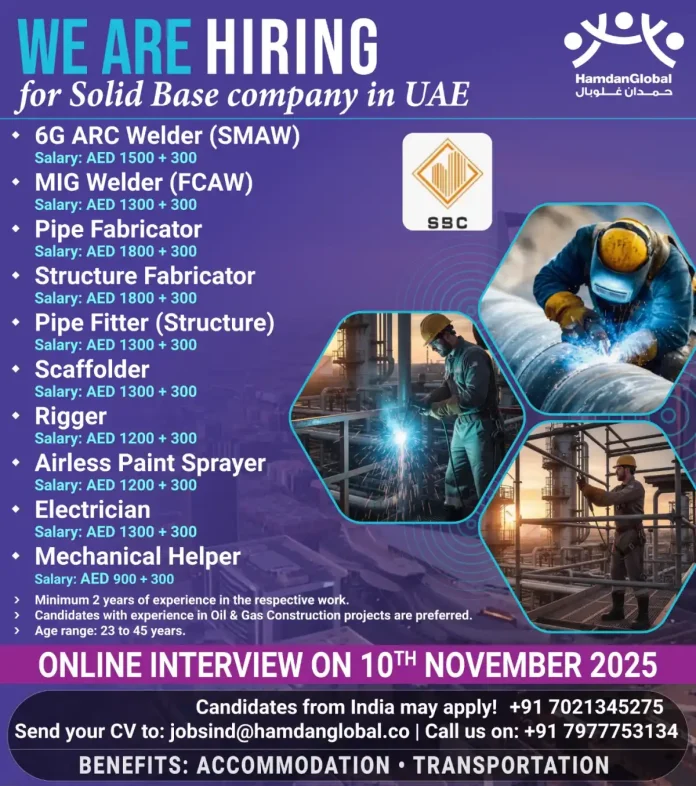 Solid Base Company UAE Hiring for Skilled Trades