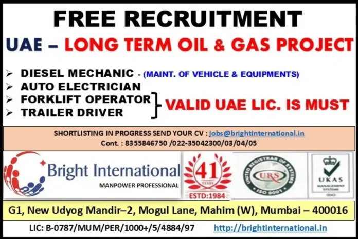 Bright International Recruitment for UAE Oil and Gas Jobs
