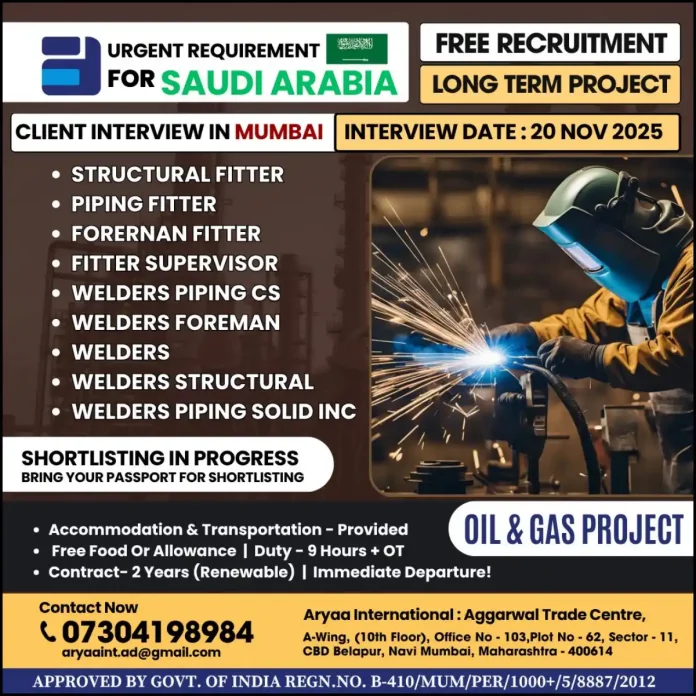 Recruitment for Oil and Gas Jobs in Saudi Arabia