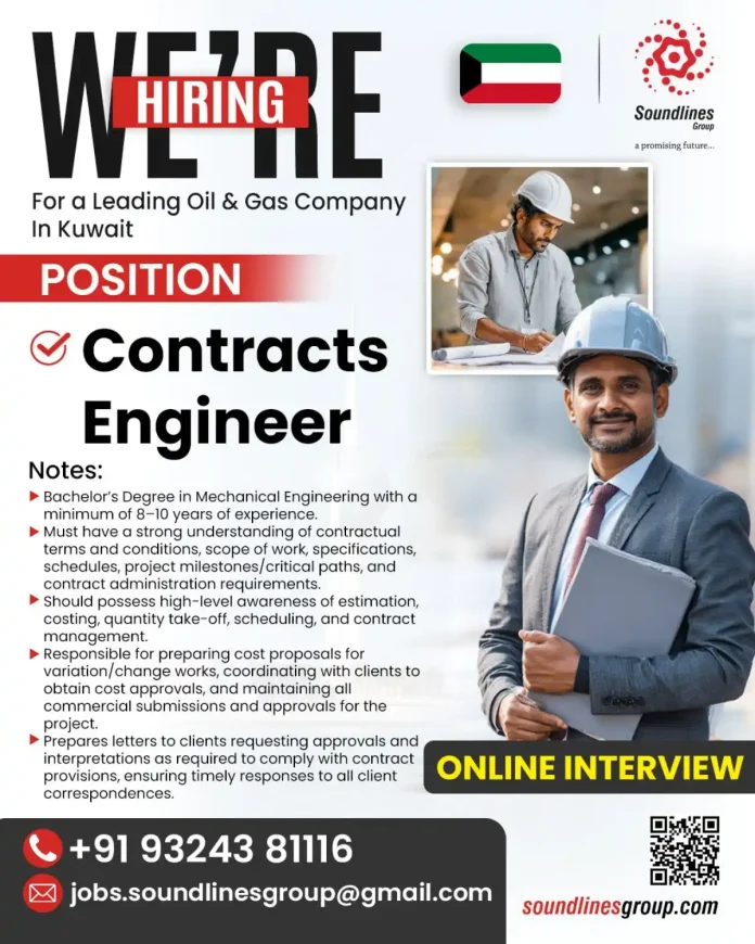 Contracts Engineer Career Opportunity in Kuwait Oil and Gas Industry