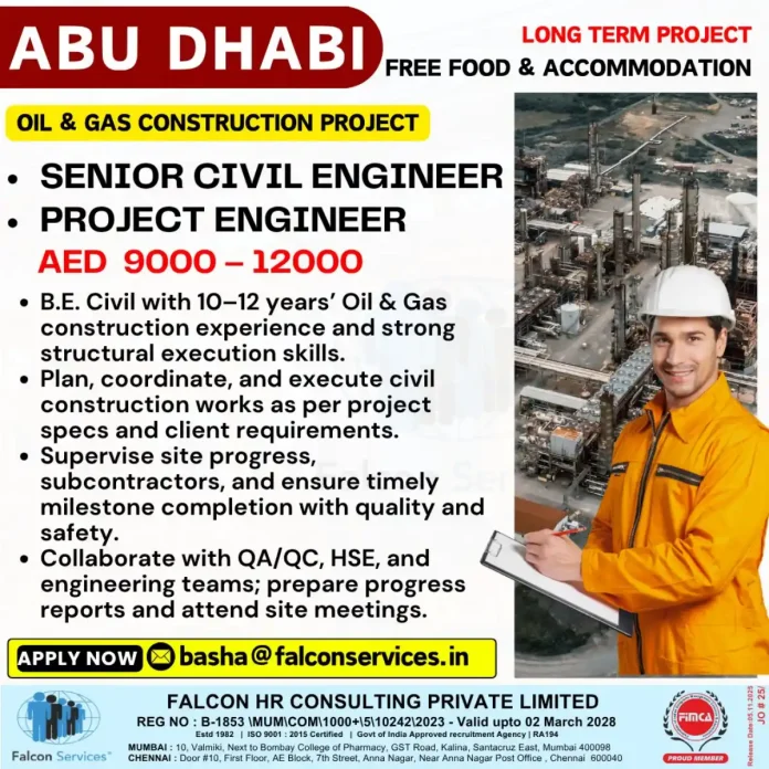 Senior Civil Engineer working on oil and gas construction site in Abu Dhabi