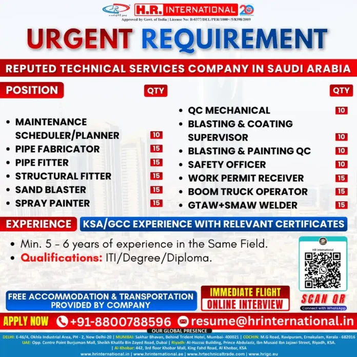 H.R. International Recruitment for Saudi Arabia Jobs