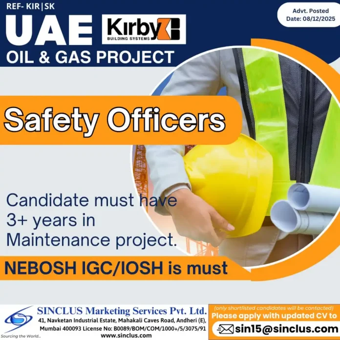 Safety Officer supervising an Oil & Gas construction site in the UAE