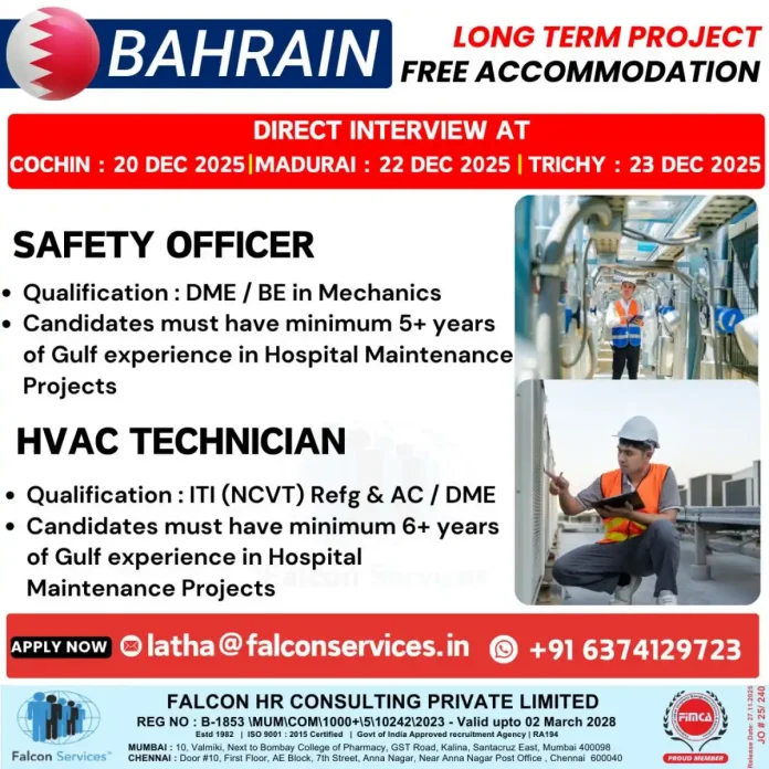 Falcon Services Recruitment for Bahrain Hospital Project Jobs