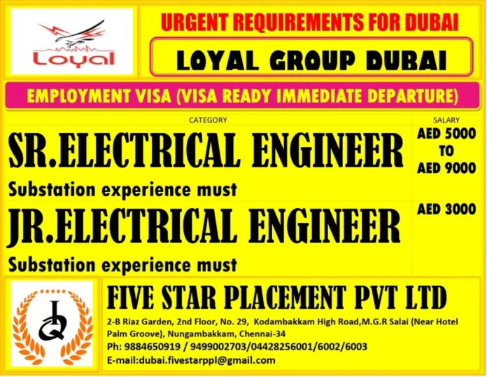 Electrical Engineer Job Opportunities in Dubai with Loyal Group - Substation Experience Required