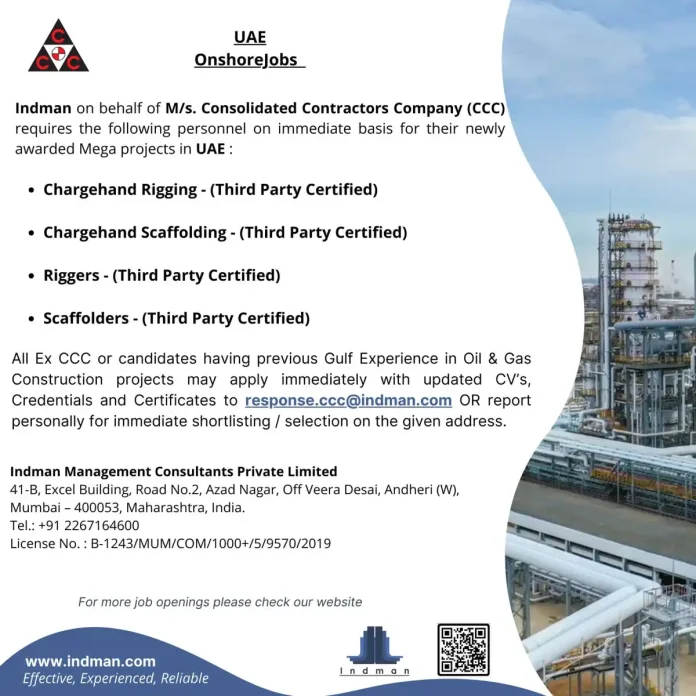 CCC Construction Company Hiring Rigging and Scaffolding Professionals for UAE Projects
