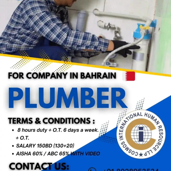Plumber working on plumbing installation in Bahrain