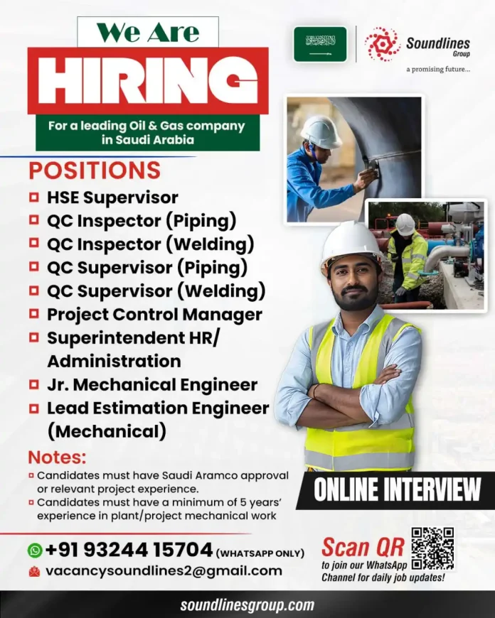 Oil and Gas Jobs in Saudi Arabia Recruitment by Soundlines Group