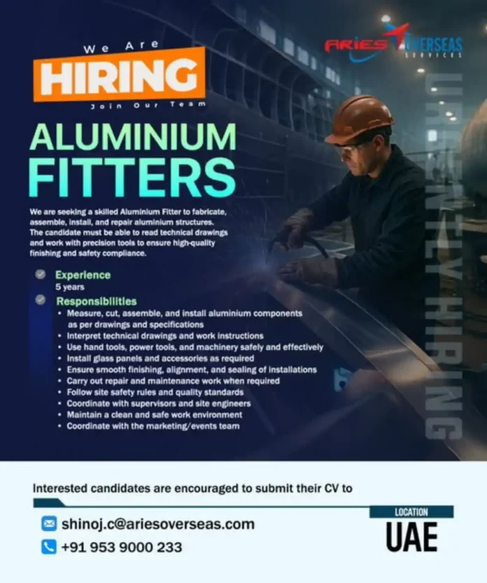 Aluminium Fitter Job Opportunity in UAE with Aries Overseas
