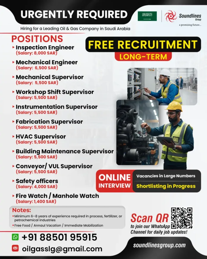 Oil and Gas Jobs Recruitment in Saudi Arabia with Soundlines Group