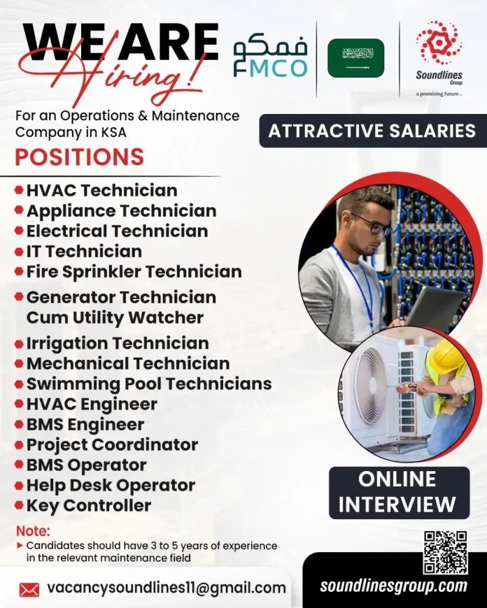 FMCO Operations & Maintenance Jobs in Saudi Arabia