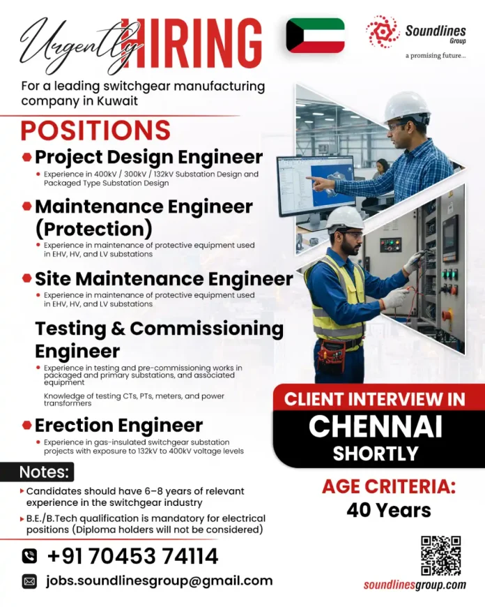 Switchgear Engineering Job Opportunities in Kuwait