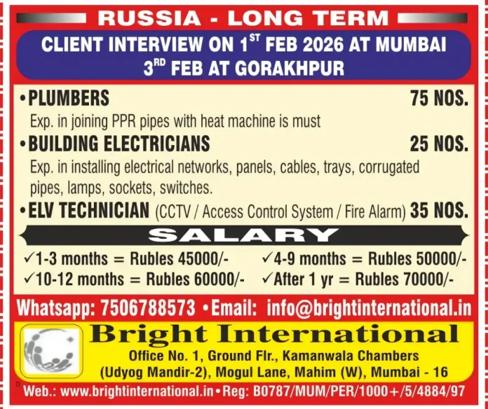 Recruitment for skilled trades jobs in Russia