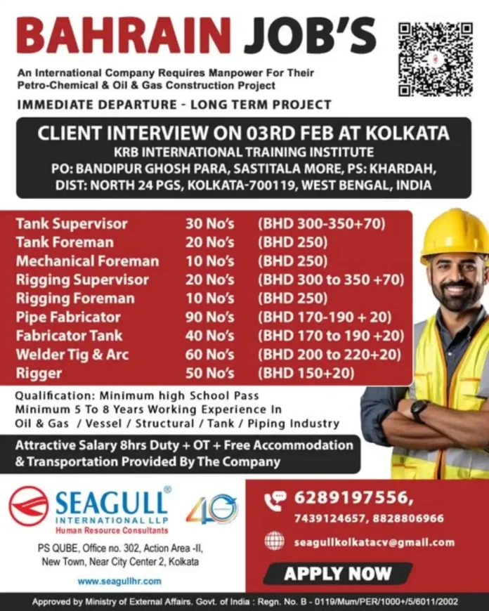 Bahrain Petro-Chemical and Oil Gas Construction Jobs Immediate Hiring