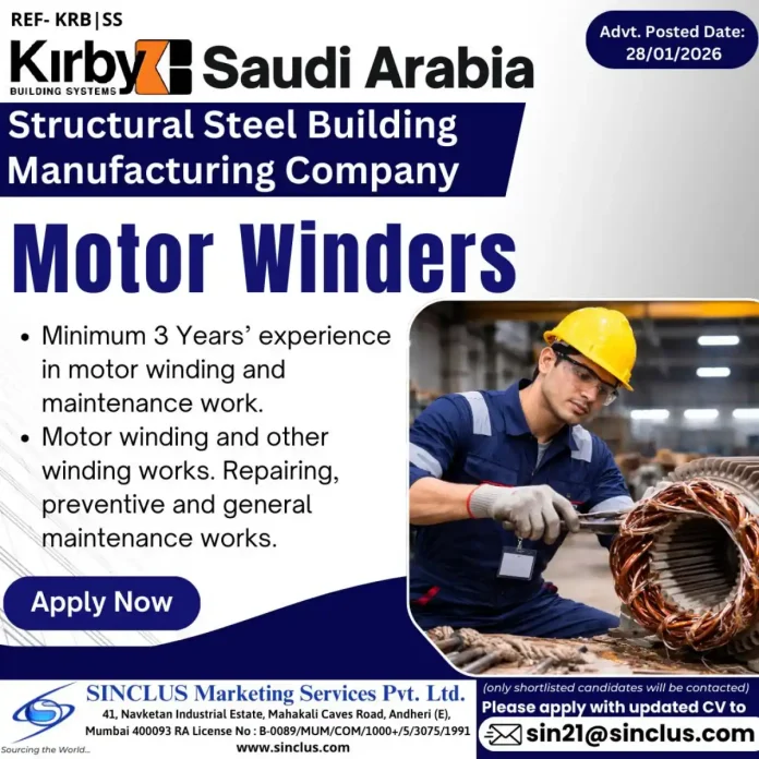 Motor Winder technician working on industrial equipment