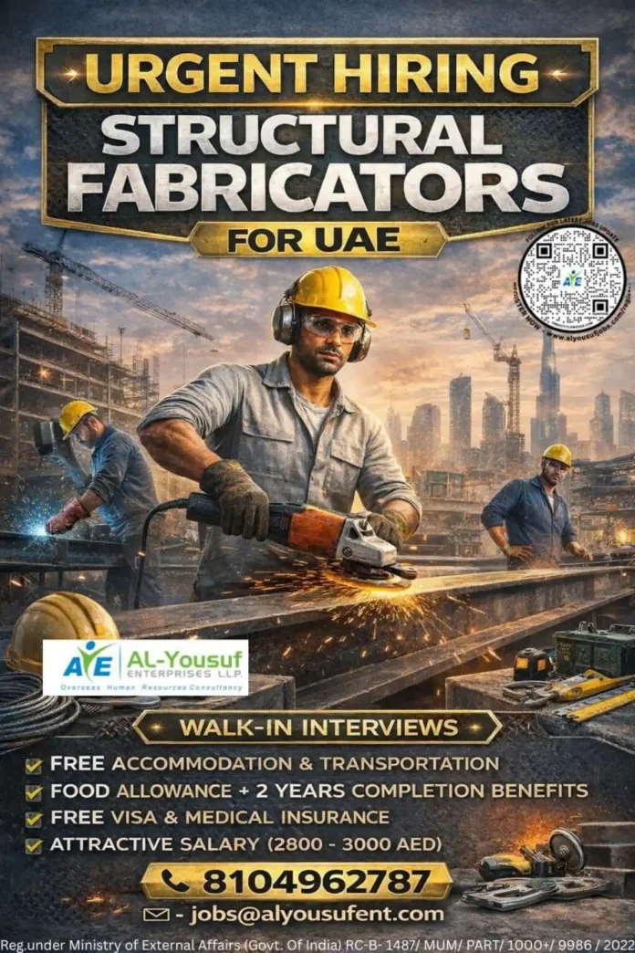 Structural Fabricator working on steel construction in UAE