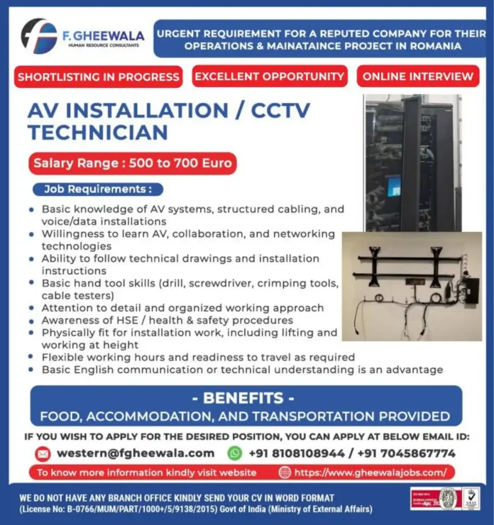 AV Installation CCTV Technician working on security systems in Romania