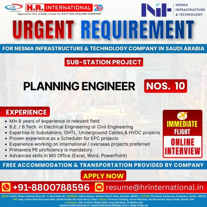 Planning Engineer working on electrical substation project in Saudi Arabia