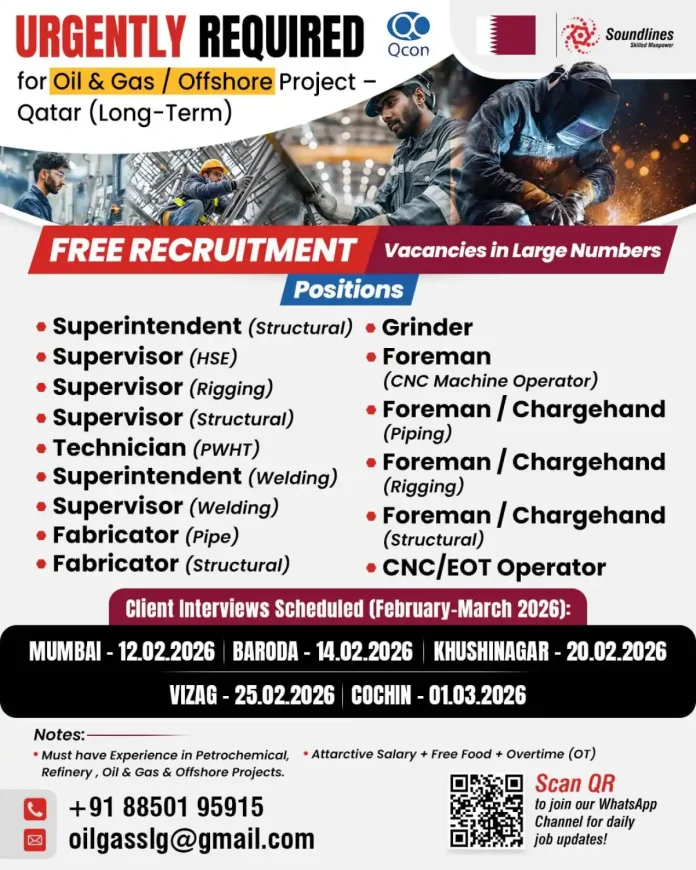 Skilled professionals working in oil and gas offshore project in Qatar