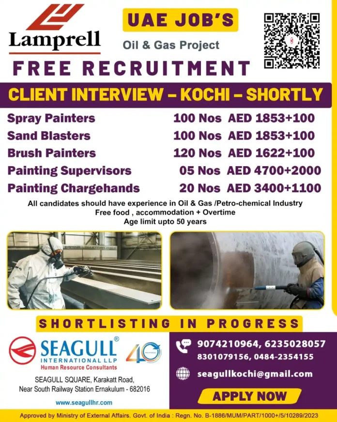 Seagull 40 International LLP Recruitment for Lamprell UAE Oil and Gas Project Jobs