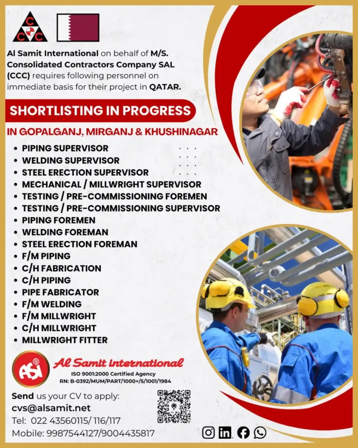 Al Samit International CCC Qatar Project Recruitment Hiring