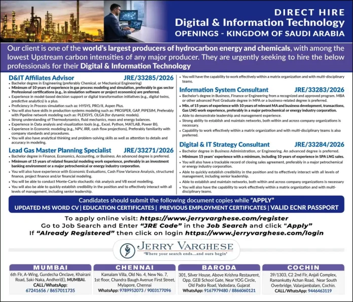 Digital and Information Technology career opportunities in Saudi Arabia with energy sector