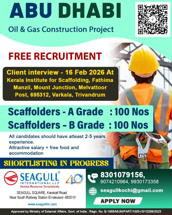 Scaffolder Jobs in Abu Dhabi for Oil & Gas Construction Project