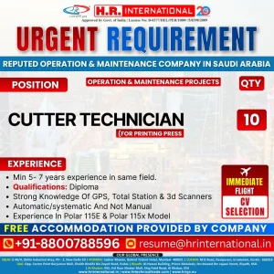 Cutter Technician Job Opportunity in Saudi Arabia with HR International