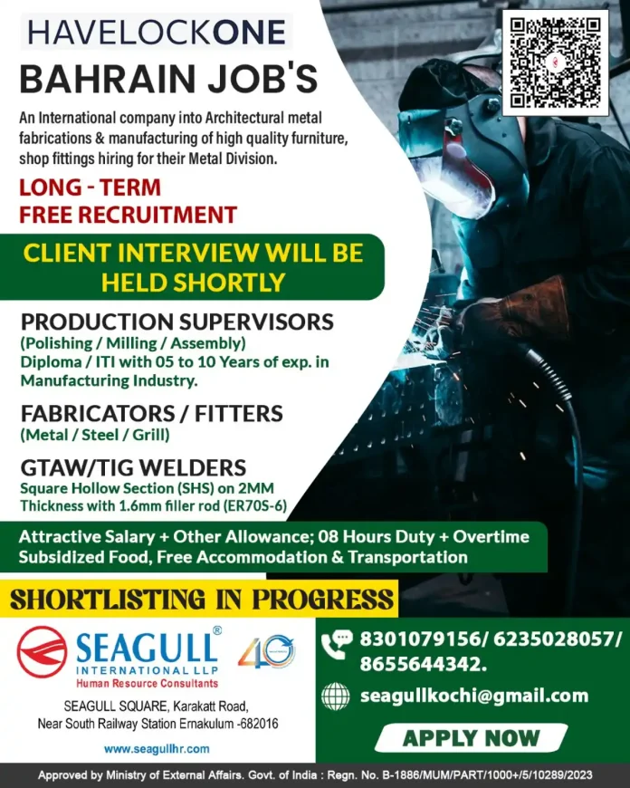 Havelock One Bahrain Metal Fabrication Jobs Production Supervisors Welders Recruitment
