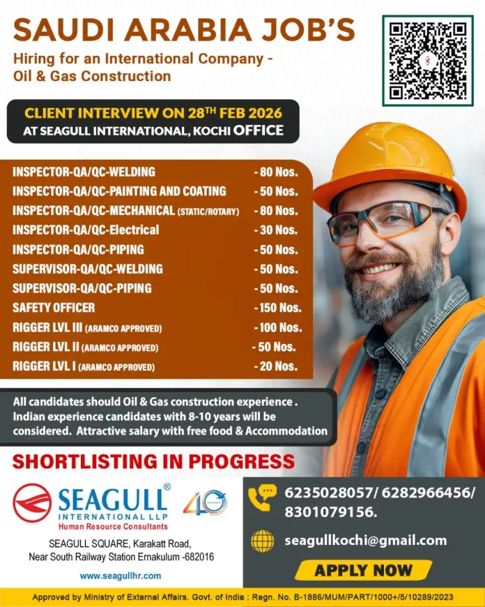Oil and Gas Construction Jobs in Saudi Arabia Recruitment 2026