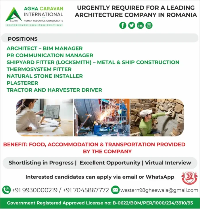 Job Opportunities in Romania with Accommodation and Food