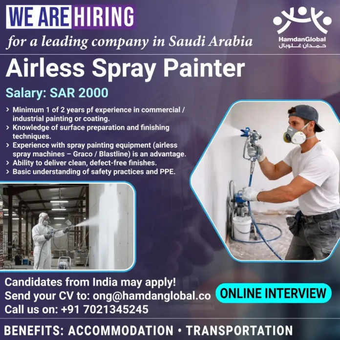 Airless Spray Painter at work in Saudi Arabia industrial setting