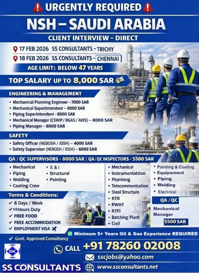 NSH Saudi Arabia Job Recruitment