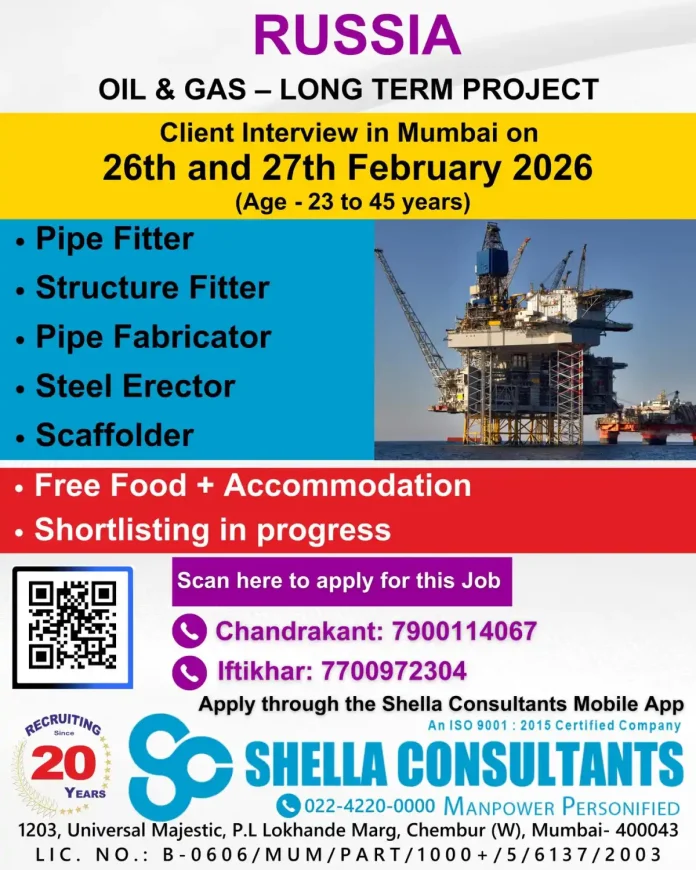 Shella Consultants Oil and Gas Jobs Recruitment for Russia Project